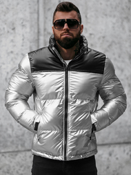 Pánská zimní bunda stříbrná OZONEE JB/JP1188/2Z