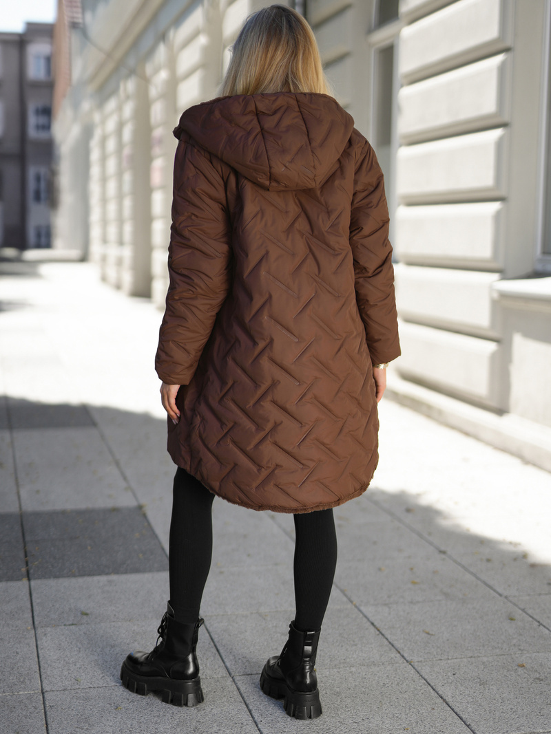 Dámská dlouhá zimní bunda čokoláda OZONEE JS/5M3352/158