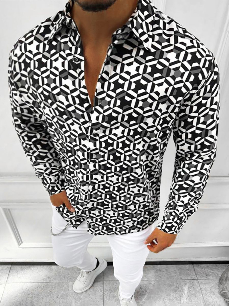 Pánská Košile černobílá OZONEE E/9000/9