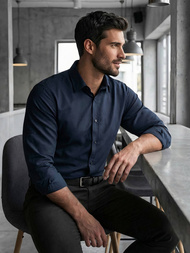 Pánská Košile Námořnická Modřá OZONEE V/V188Z