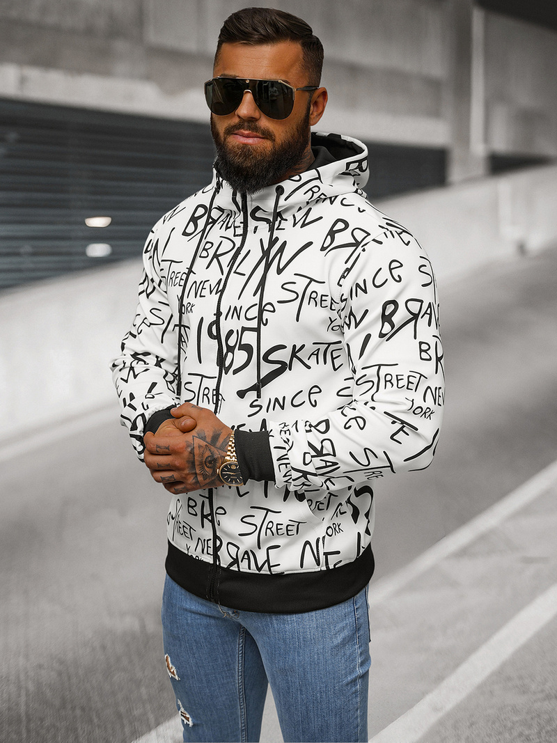 Pánská Mikina Bílá OZONEE JS/8B1175/1