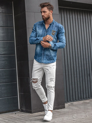 Pánské Džíny Bílé OZONEE B/55082