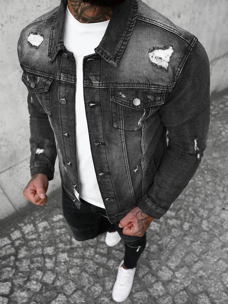 Pánská Džínová Bunda Černá OZONEE NB/MJ507N