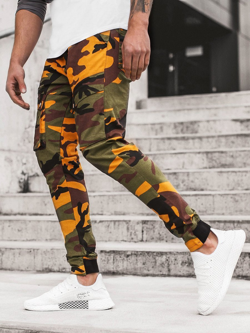 Pánské Kalhoty Jogger žluto-khaki OZONEE A/1003