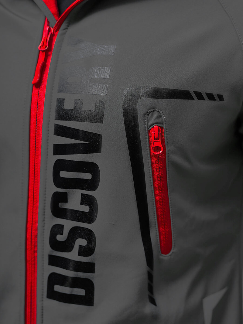 Pánská Softshellová Bunda Šedo-Červená OZONEE JS/HH025/2BZ