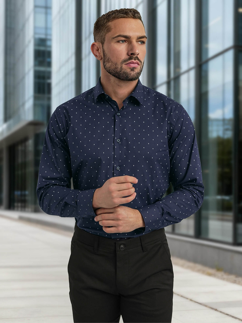 Pánská Košile Námořnická Modřá OZONEE V/V181