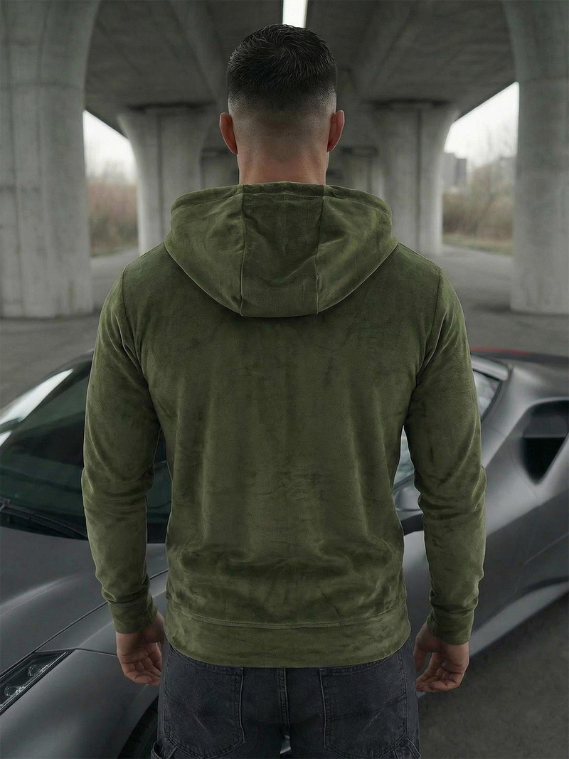 Pánská Velurová Mikina Khaki OZONEE JS/8B1168/29Z