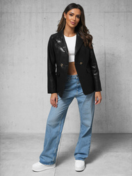 Dámská Kožená Bunda Černá OZONEE JS/11Z8121