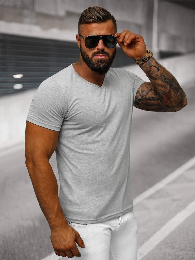 Pánské Tričko Šedé OZONEE JS/712007Z