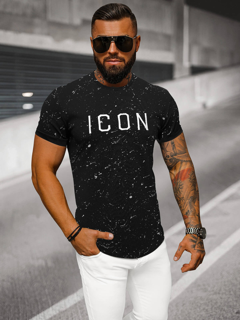 Pánské Tričko Černé OZONEE O/P1289Z