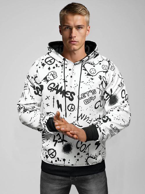 Pánská Mikina Bílá OZONEE JS/8B1227/1Z