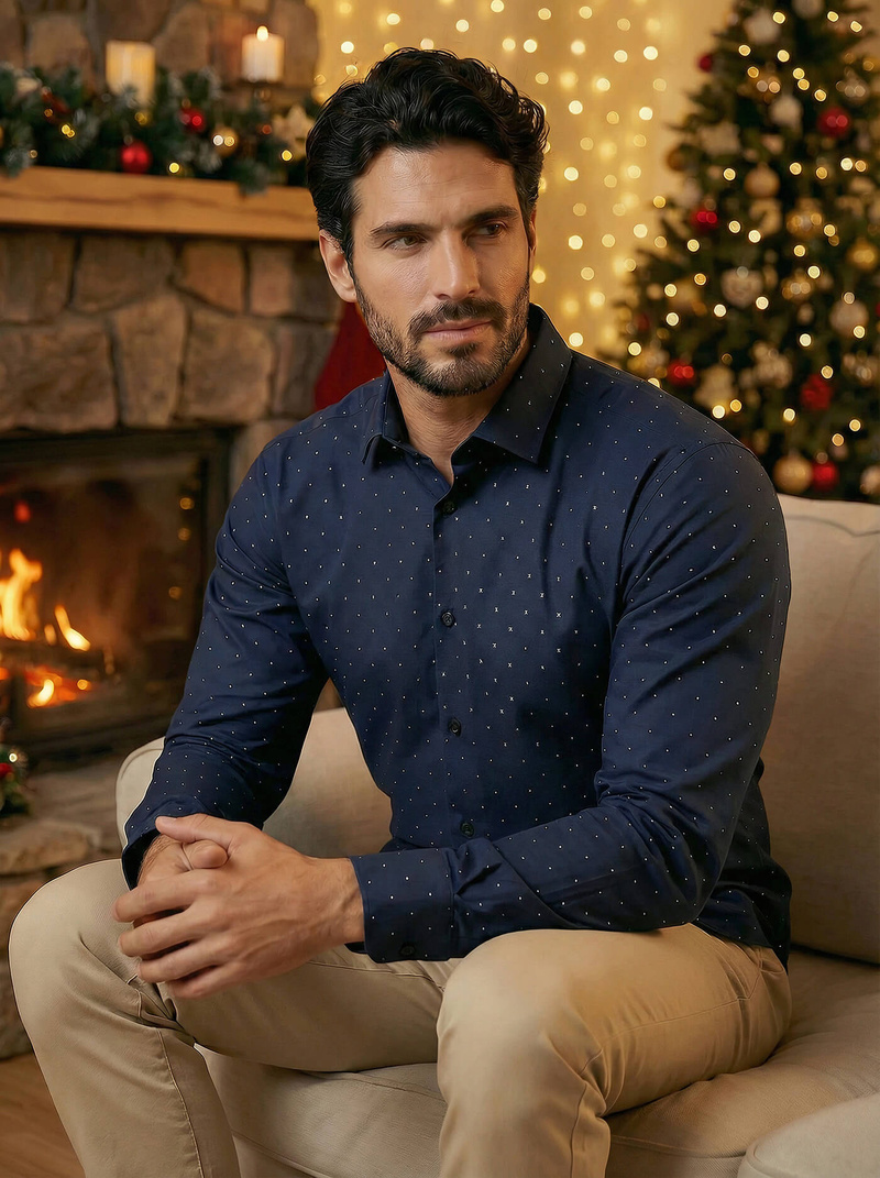 Pánská Košile Námořnická Modřá OZONEE V/V181Z