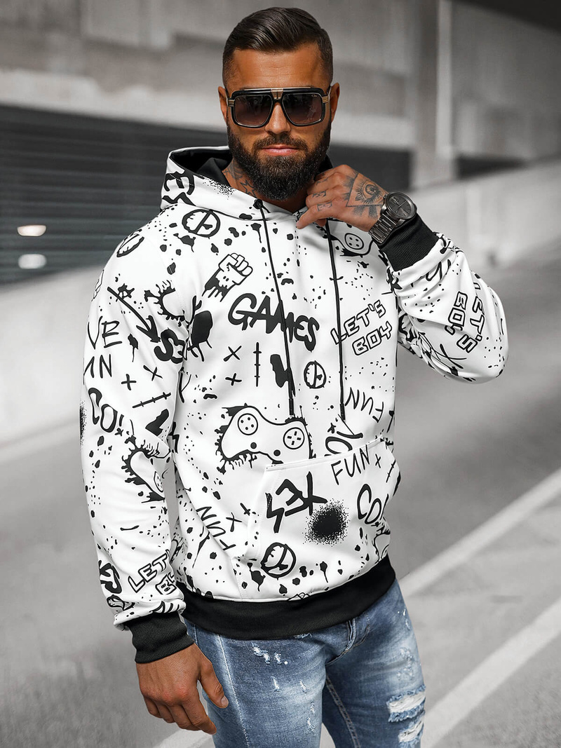 Pánská Mikina Bílá OZONEE JS/8B1227/1