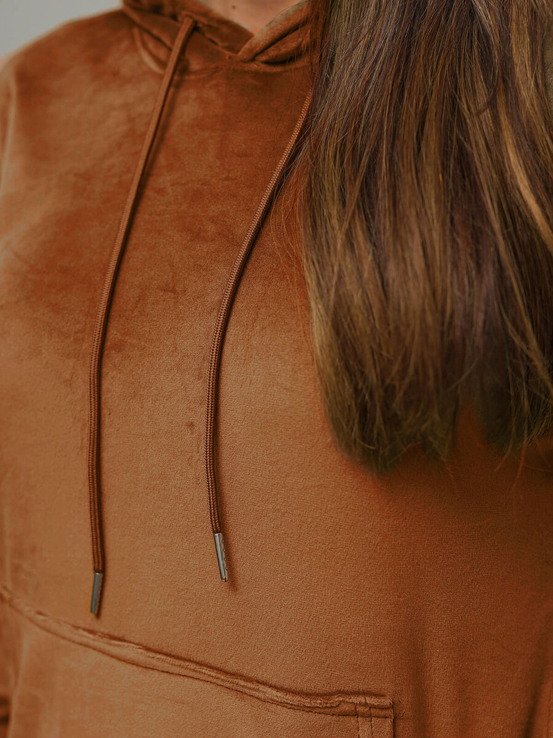 Dámská velurová tepláková souprava hnědý OZONEE O/8C1175/33Z