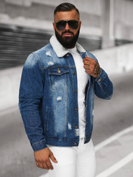 Pánská Džínová Bunda Šerpa Modrá OZONEE NB/MJ502BZ