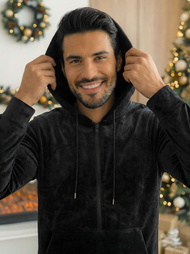 Pánská Velurová Tepláková Souprava Černá OZONEE JS/8C1169/3Z