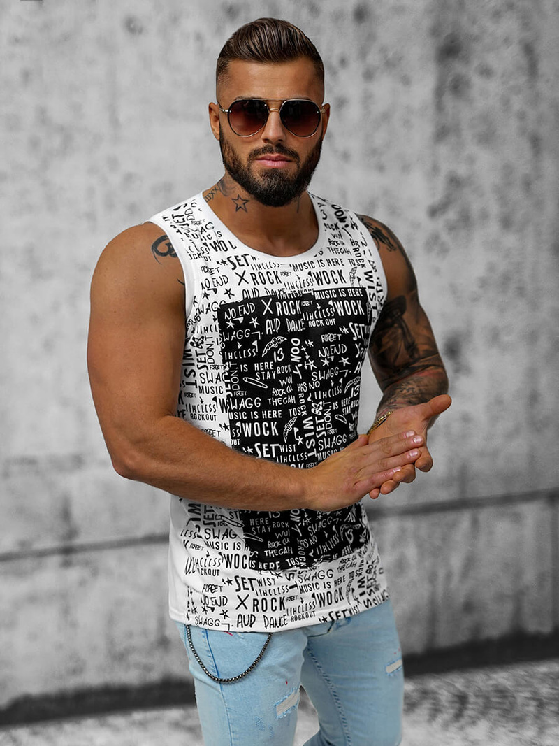 Pánské Tílko Bílé OZONEE O/T103/1