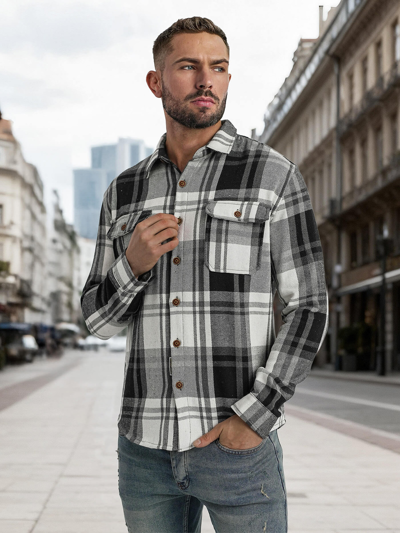 Pánská košile černobílá OZONEE NB/MC728N/3