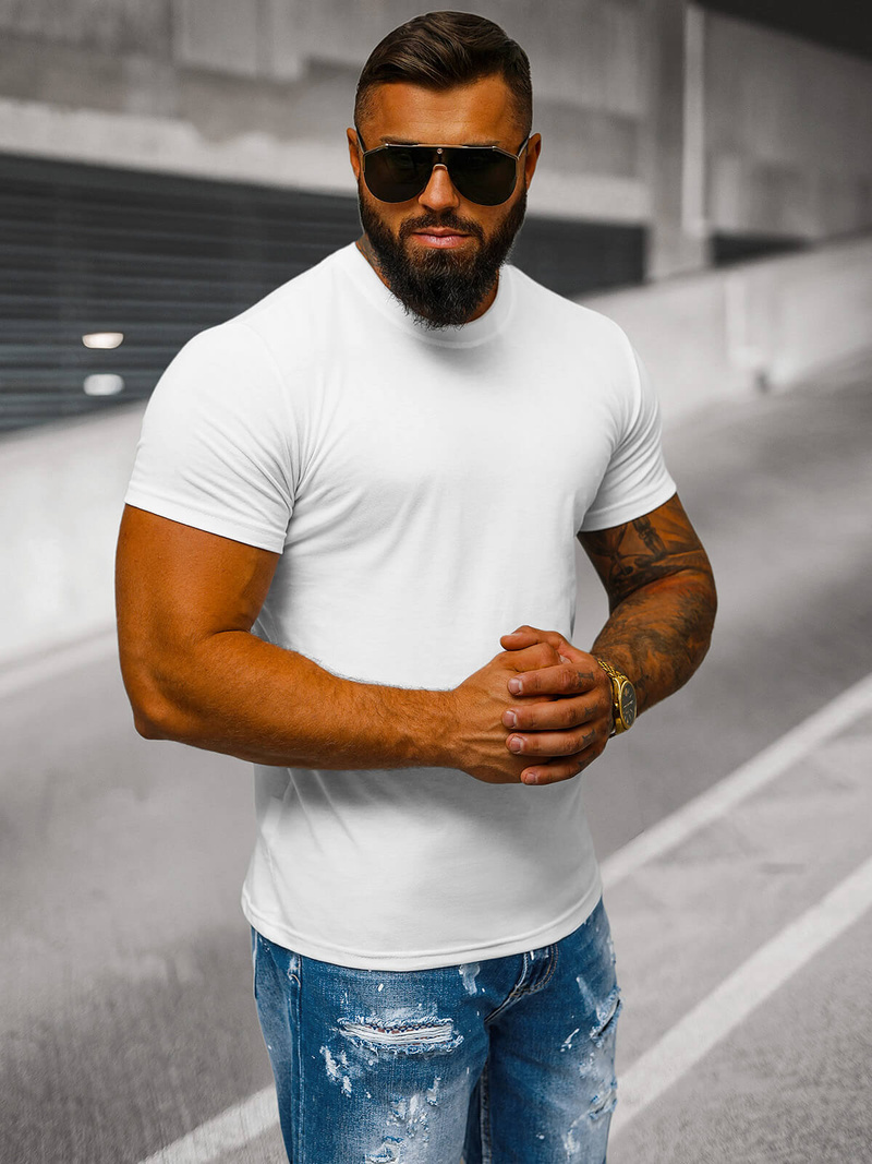 Pánské Tričko Bílé OZONEE JS/712005Z