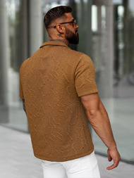 Pánská Košile s Krátkým Rukávem Hnědá OZONEE O/B2256