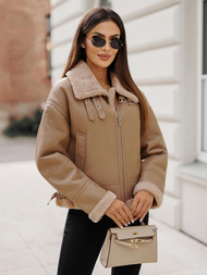 Dámská koženková bunda béžová OZONEE JS/11Z8176