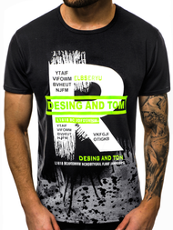 Pánské Tričko Černé OZONEE JS/KS1945