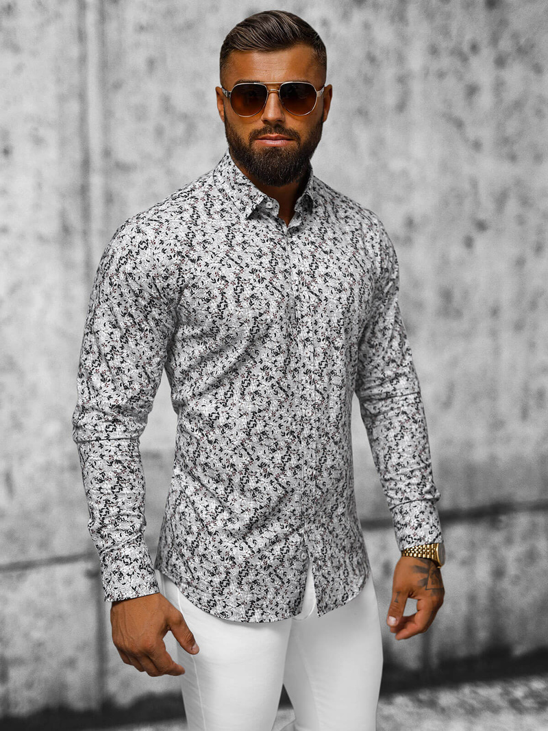 Pánská Košile Šedé OZONEE O/V63