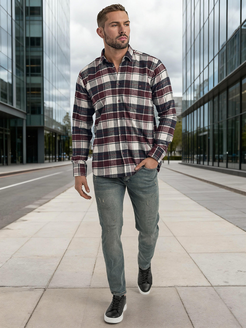 Pánská Košile Vínová OZONEE V/V174