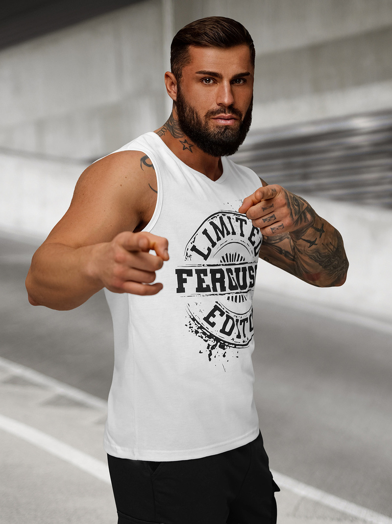 Pánské Tílko Bílé OZONEE JS/8B1725/1Z