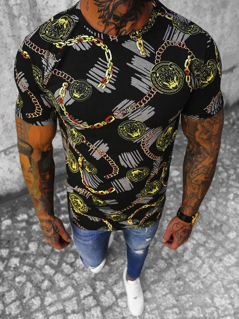 Pánské Tričko Černé OZONEE O/BL2249Z