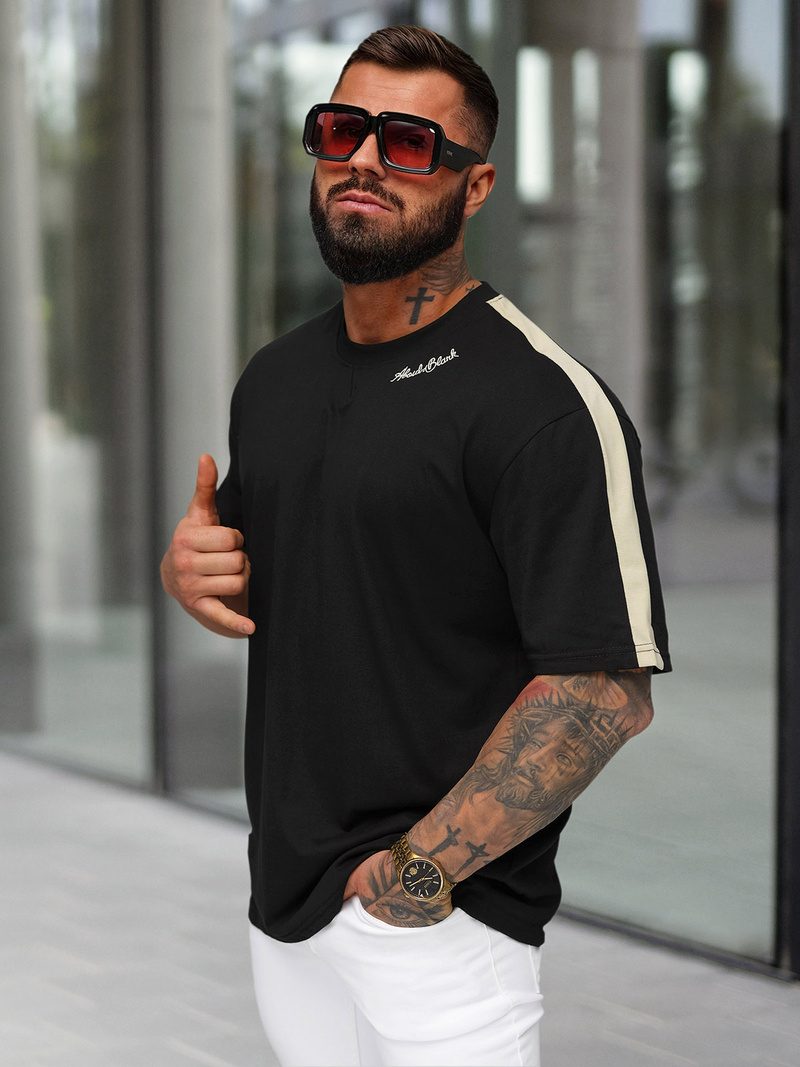 Pánské Tričko Černé OZONEE O/QQ1195