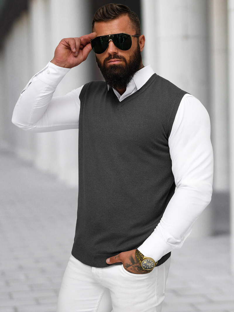 Pánský Svetr Grafitové OZONEE NB/MM6005/3Z