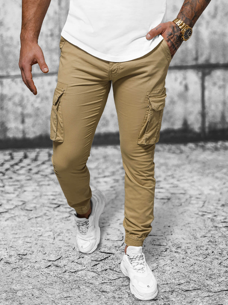 Pánské Chino Jogger Kalhoty Béžové OZONEE NB/MP0202K