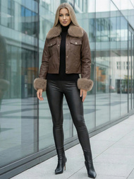 Dámská Koženková Bunda Čokoláda OZONEE JS/61M8513/158