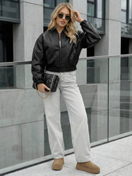 Dámská koženková bunda křivák černá OZONEE JS/11Z8281Z