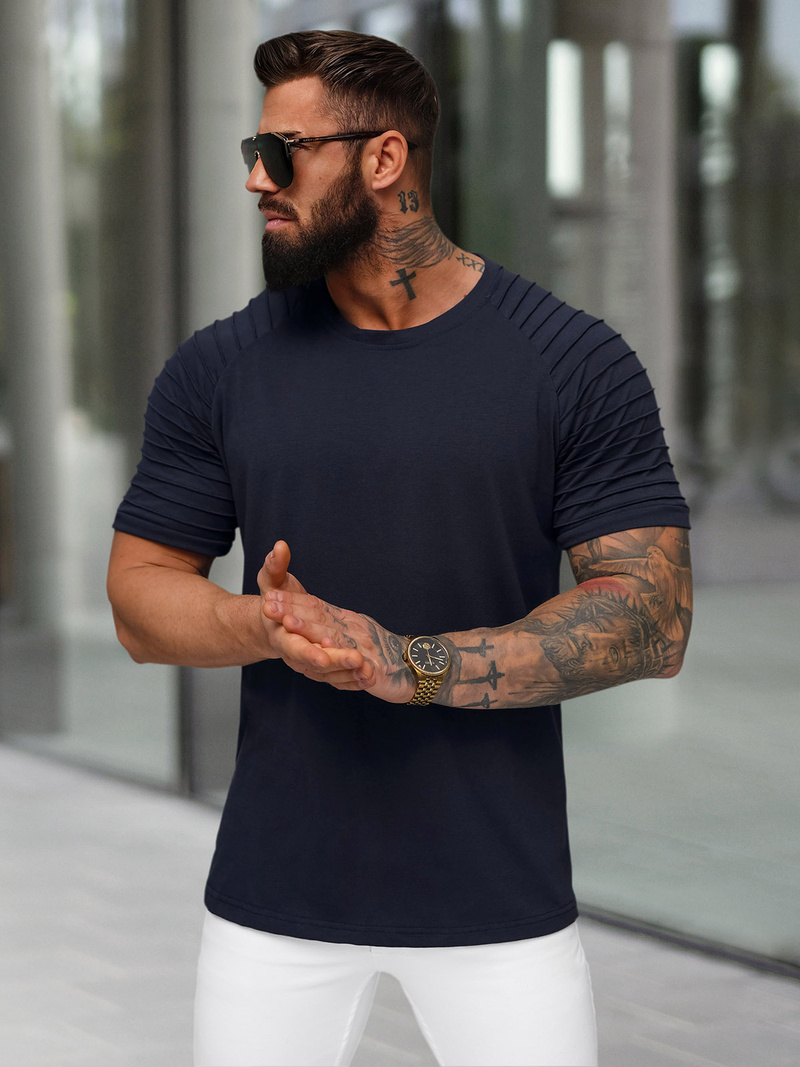 Pánské Tričko Tmavě Modré OZONEE JS/8T88/25Z