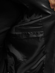 Pánská Koženková Bunda Černá OZONEE JS/11Z8015