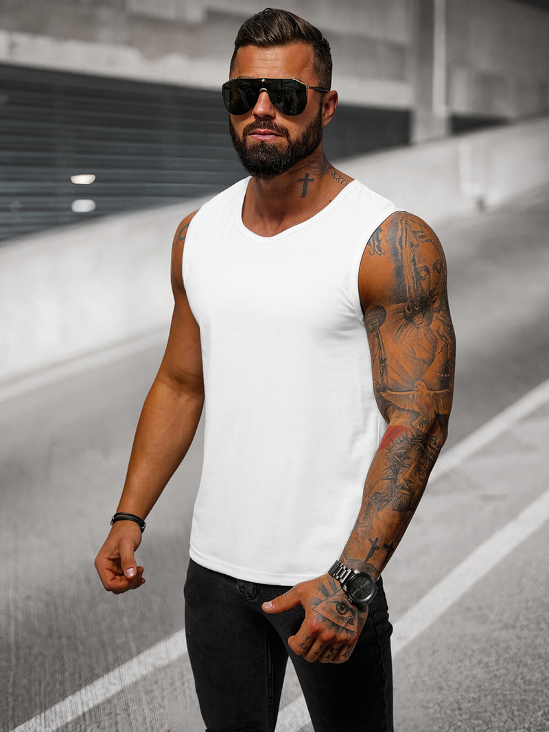 Pánské Tílko Bílé OZONEE JS/99001Z