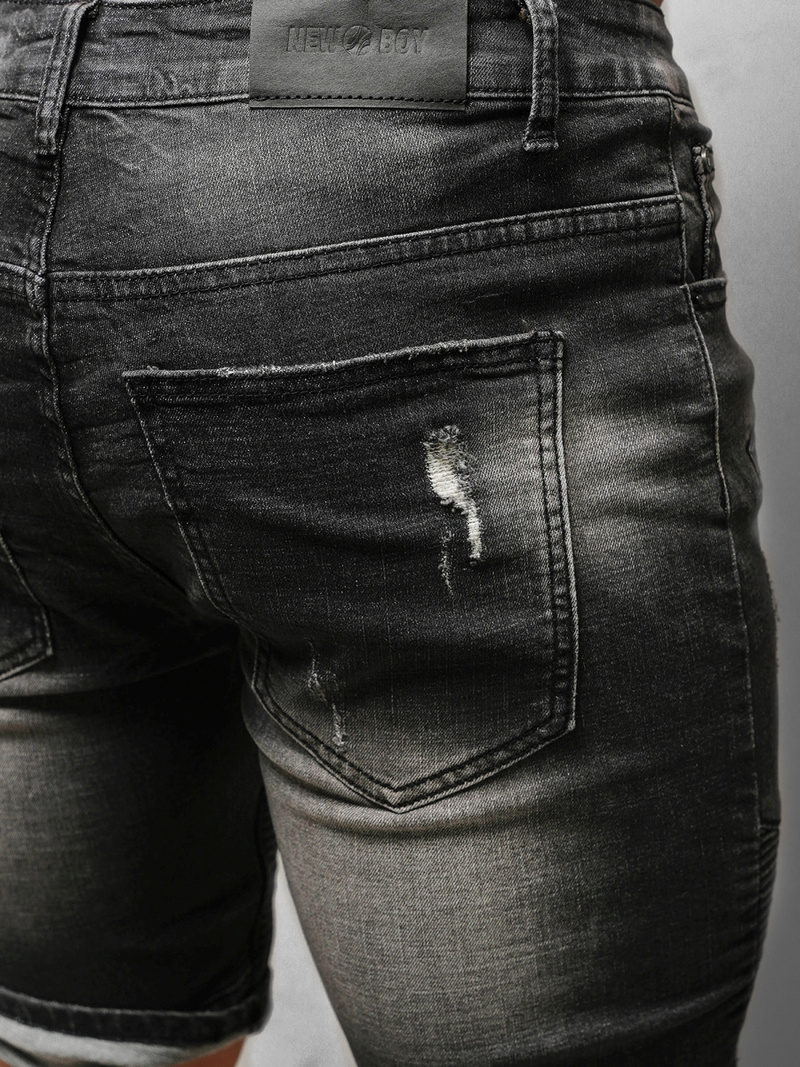 Pánské Džínové Kraťasy Černé OZONEE NB/MP0033N