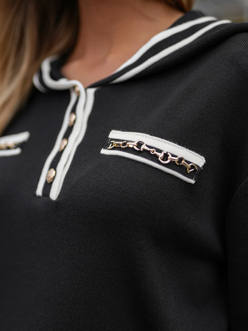 Dámská dvoudílná tepláková souprava černá OZONEE JS/26C8801/3