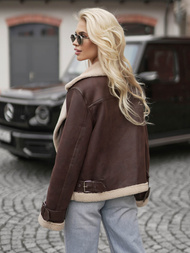 Dámská Koženková Bunda Čokoláda OZONEE JS/61M8501/158Z