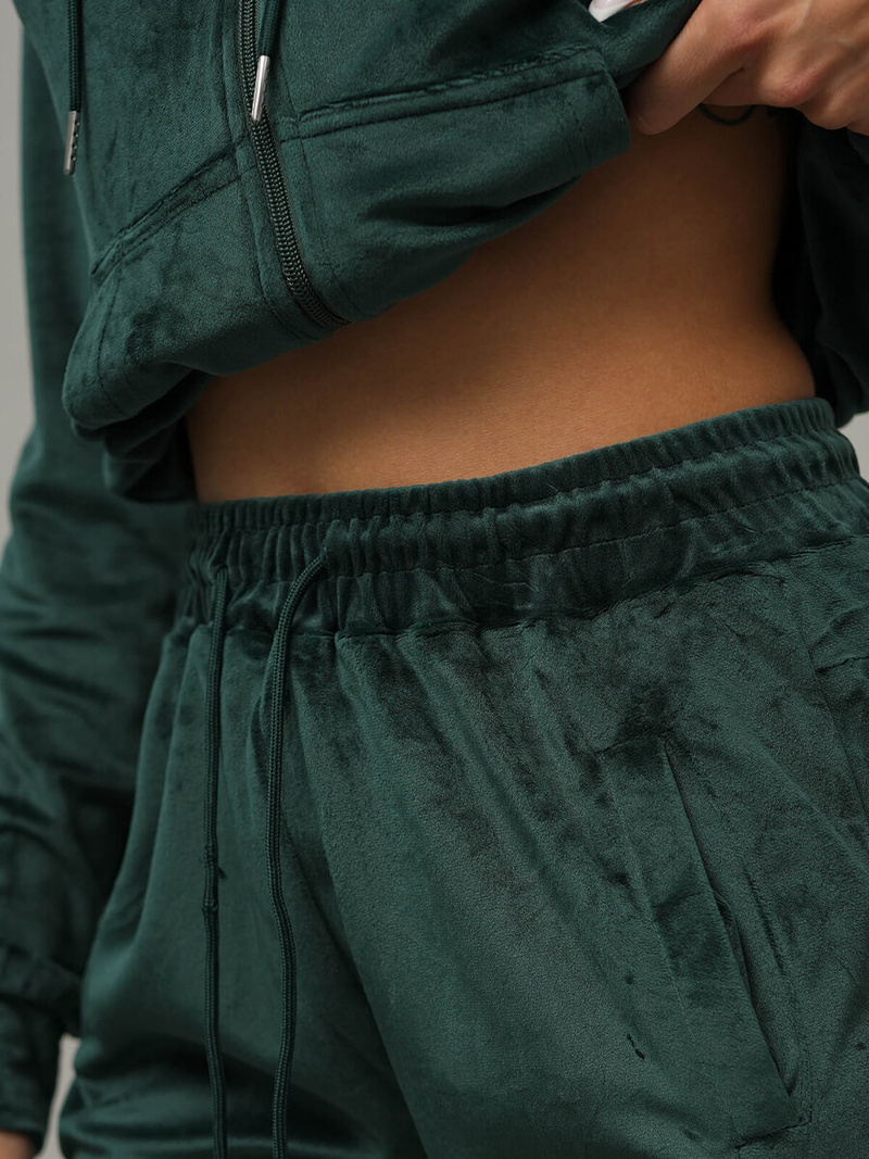 Dámská velurová tepláková souprava tmavě-zelená OZONEE JS/8C1176/9Z