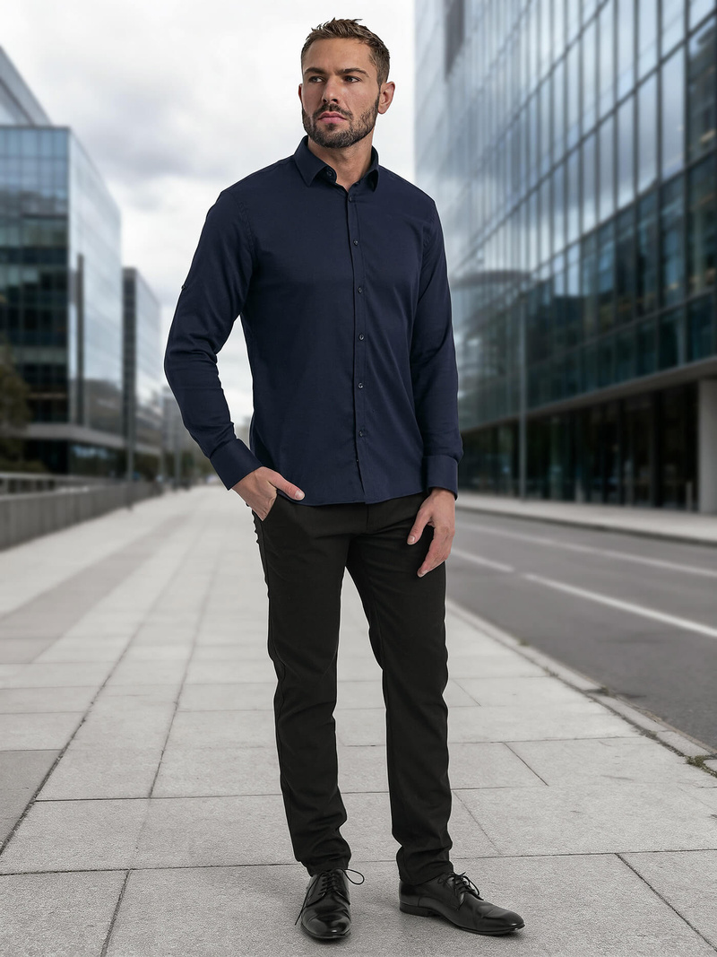 Pánská Košile Námořnická Modřá OZONEE V/V188