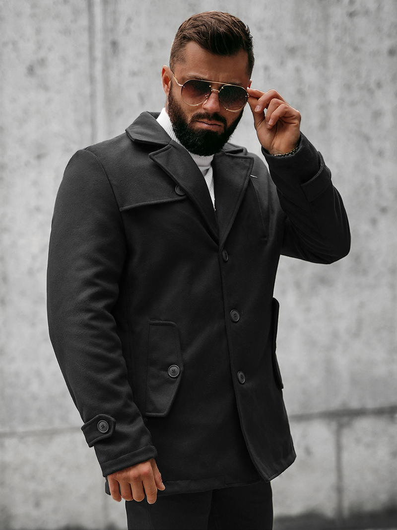 Pánský Kabát Černý OZONEE JS/79M3127Z