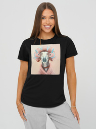 Dámské tričko černo-růžová OZONEE JS/YJ77726