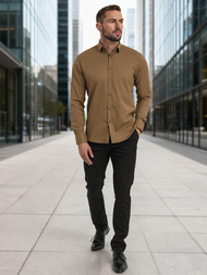 Pánská Košile Hnědá OZONEE V/V187