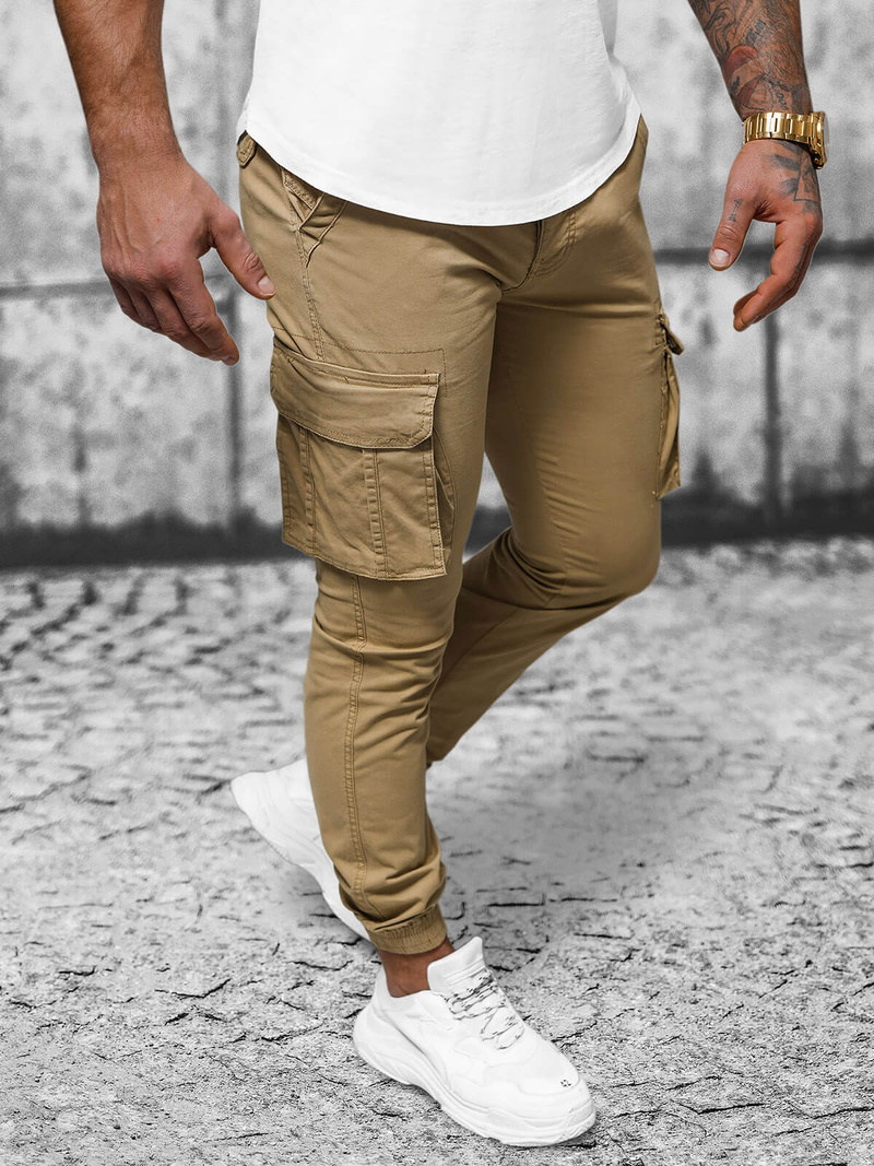 Pánské Chino Jogger Kalhoty Béžové OZONEE NB/MP0202K