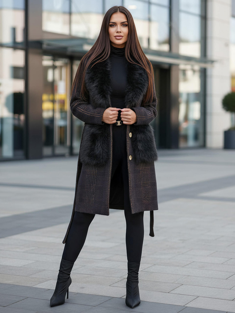 Dámský Kabát Černé OZONEE JS/53M5200/1Z