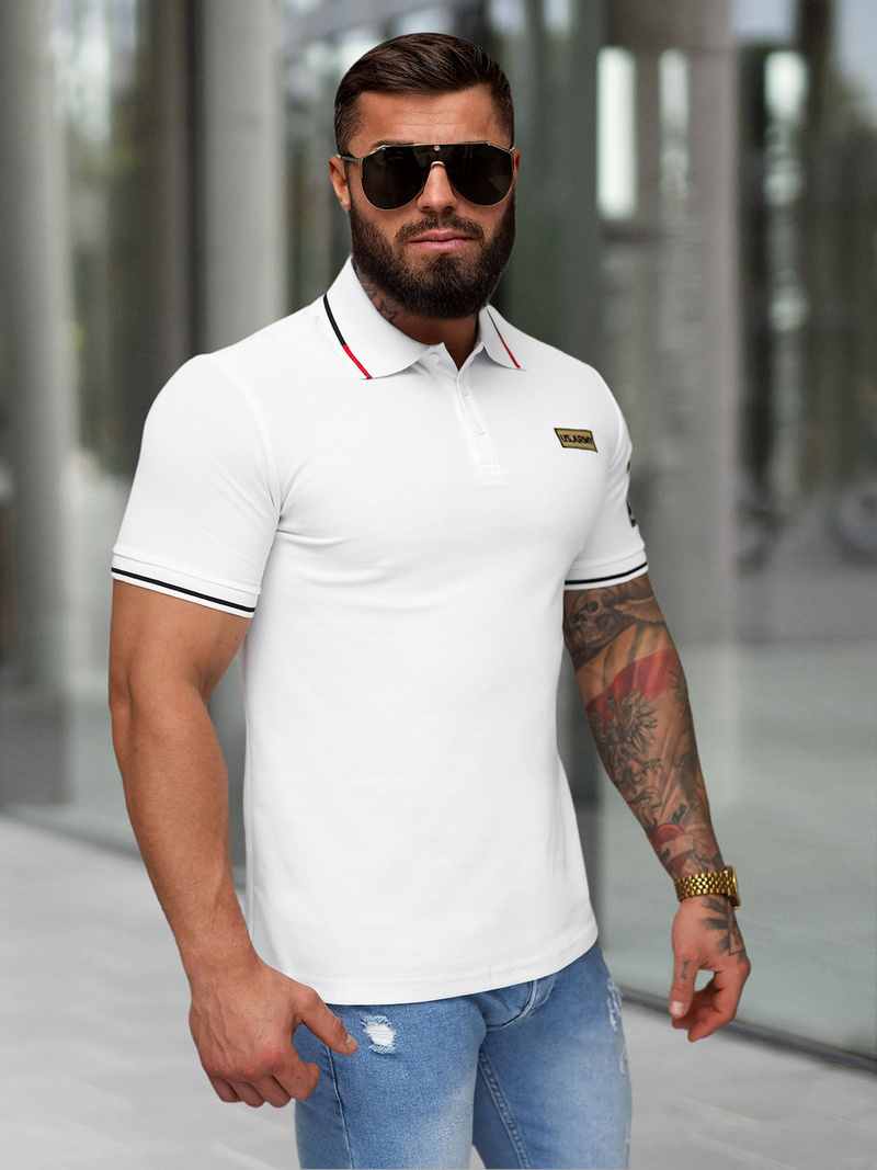 Pánské Polo Tričko Bílé OZONEE NB/MT3144