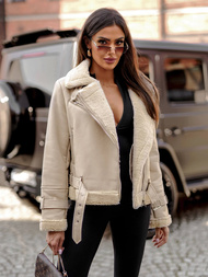 Dámská koženková bunda béžová OZONEE JS/11Z8177